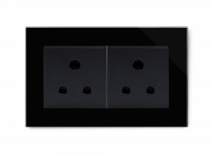 Crystal PG Double 15A Round Pin Socket Black